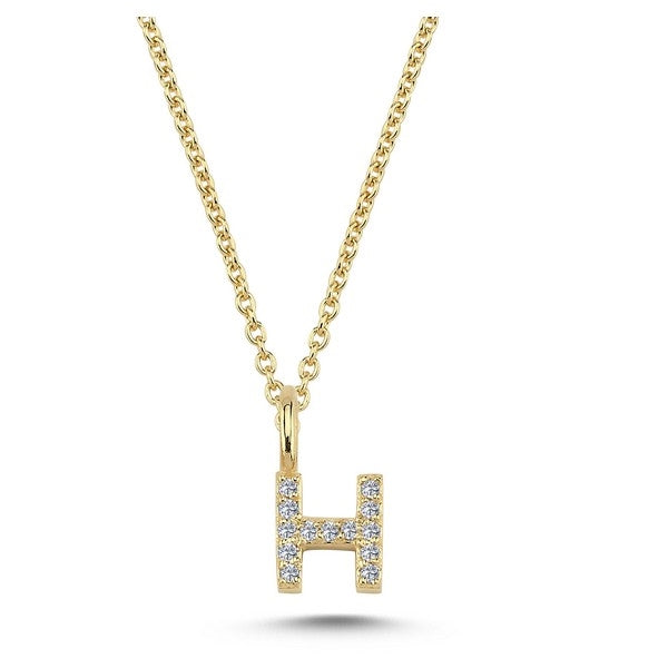 Nuran bogstavsvedhæng i 14 karat guld med diamanter – 6,5 mm