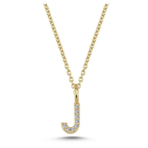 Nuran bogstavsvedhæng i 14 karat guld med diamanter – 6,5 mm