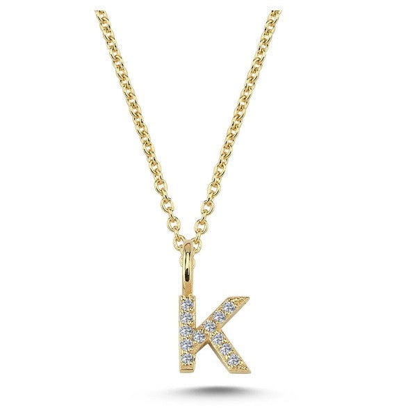 Nuran bogstavsvedhæng i 14 karat guld med diamanter – 6,5 mm