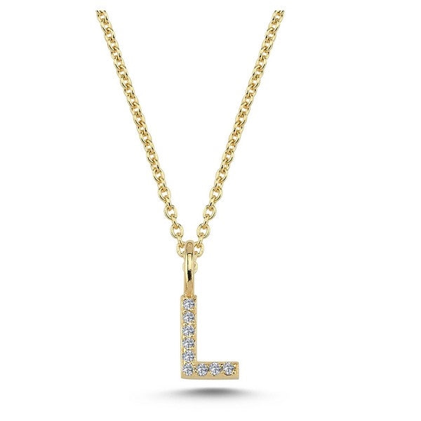 Nuran bogstavsvedhæng i 14 karat guld med diamanter – 6,5 mm