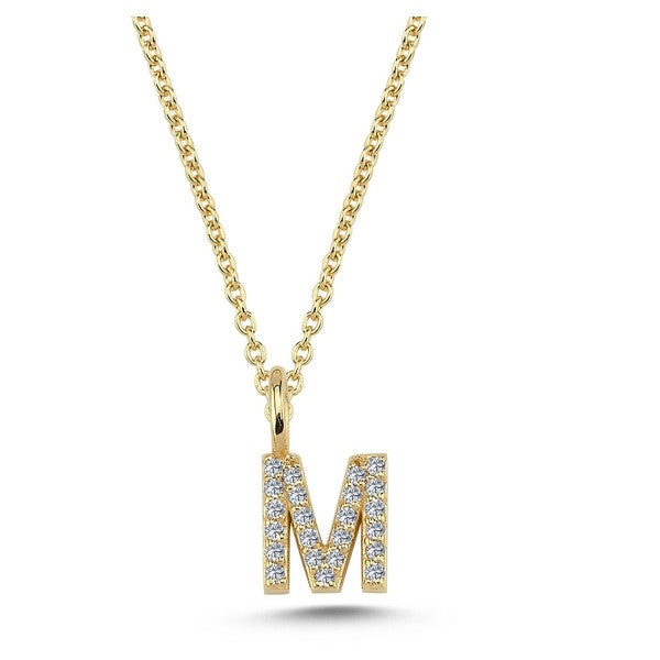 Nuran bogstavsvedhæng i 14 karat guld med diamanter – 6,5 mm