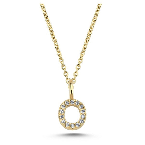 Nuran bogstavsvedhæng i 14 karat guld med diamanter – 6,5 mm