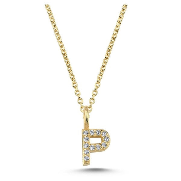 Nuran bogstavsvedhæng i 14 karat guld med diamanter – 6,5 mm