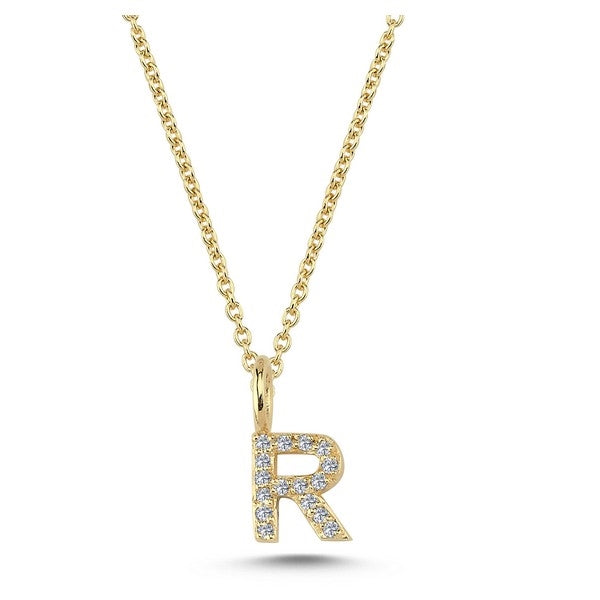 Nuran bogstavsvedhæng i 14 karat guld med diamanter – 6,5 mm