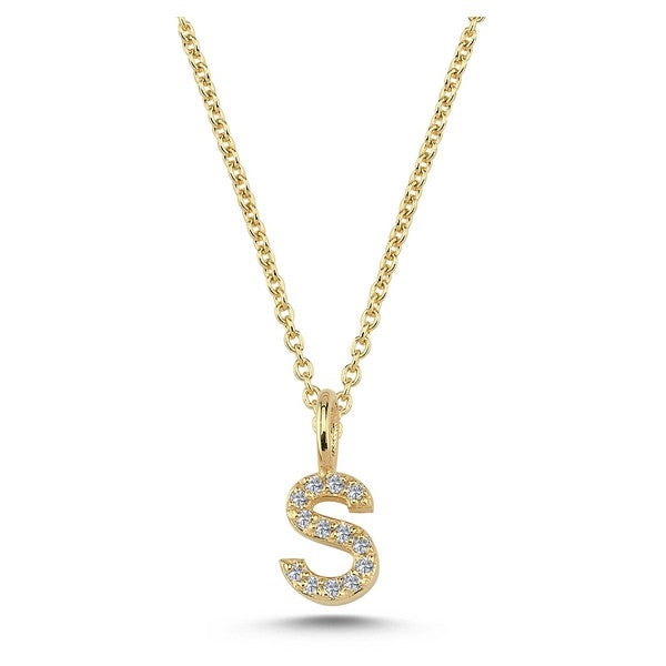 Nuran bogstavsvedhæng i 14 karat guld med diamanter – 6,5 mm