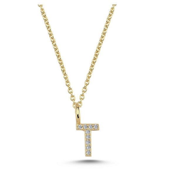 Nuran bogstavsvedhæng i 14 karat guld med diamanter – 6,5 mm