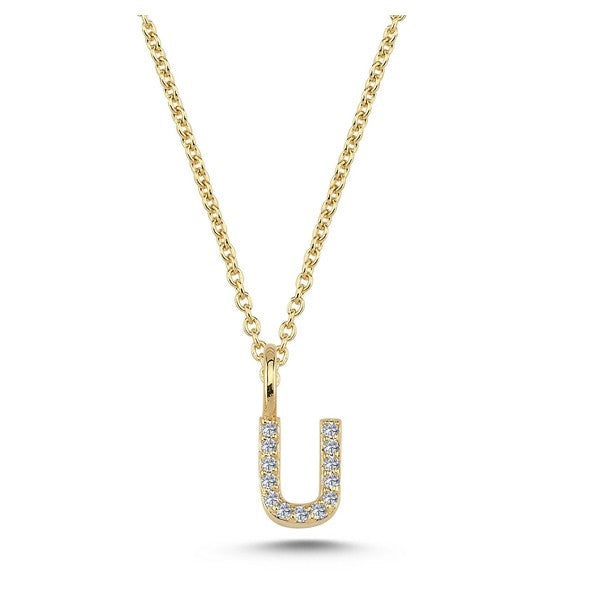 Nuran bogstavsvedhæng i 14 karat guld med diamanter – 6,5 mm