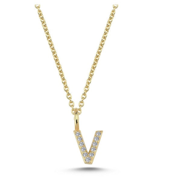 Nuran bogstavsvedhæng i 14 karat guld med diamanter – 6,5 mm