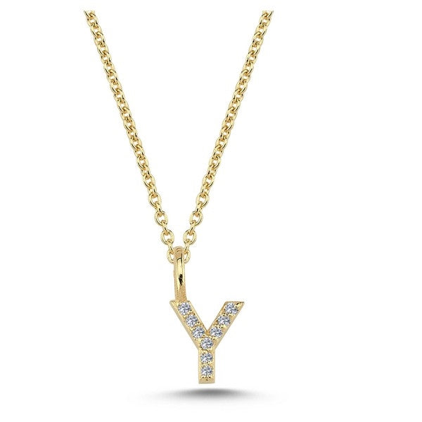 Nuran bogstavsvedhæng i 14 karat guld med diamanter – 6,5 mm