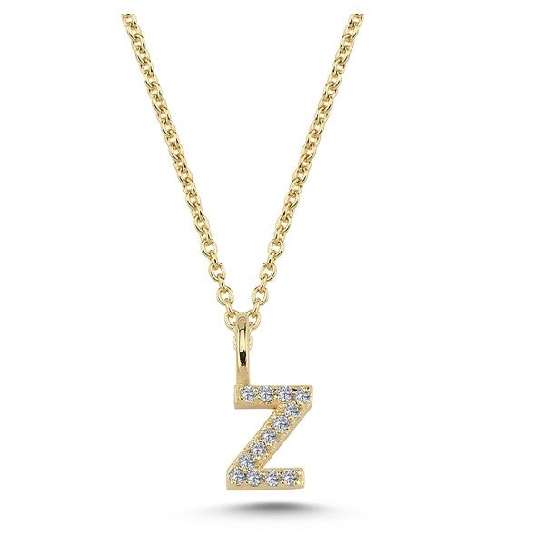 Nuran bogstavsvedhæng i 14 karat guld med diamanter – 6,5 mm