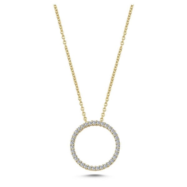Nuran cirkelvedhæng i 14 karat guld med 0,21 ct diamanter – tidløst og elegant vedhæng.