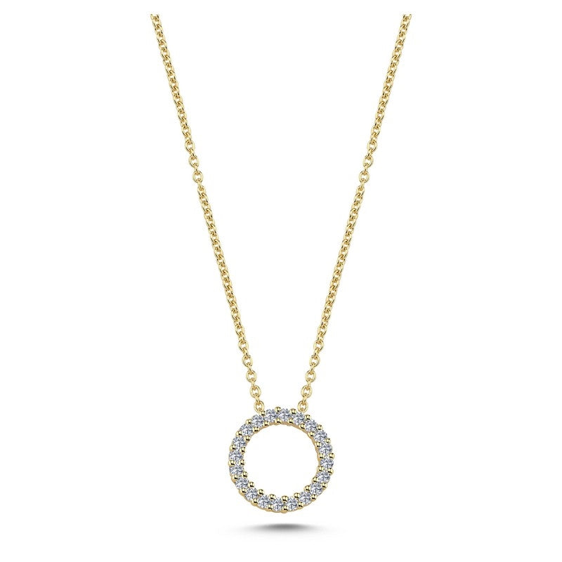 Nuran cirkelvedhæng i 14 karat guld med 0,20 ct diamanter
