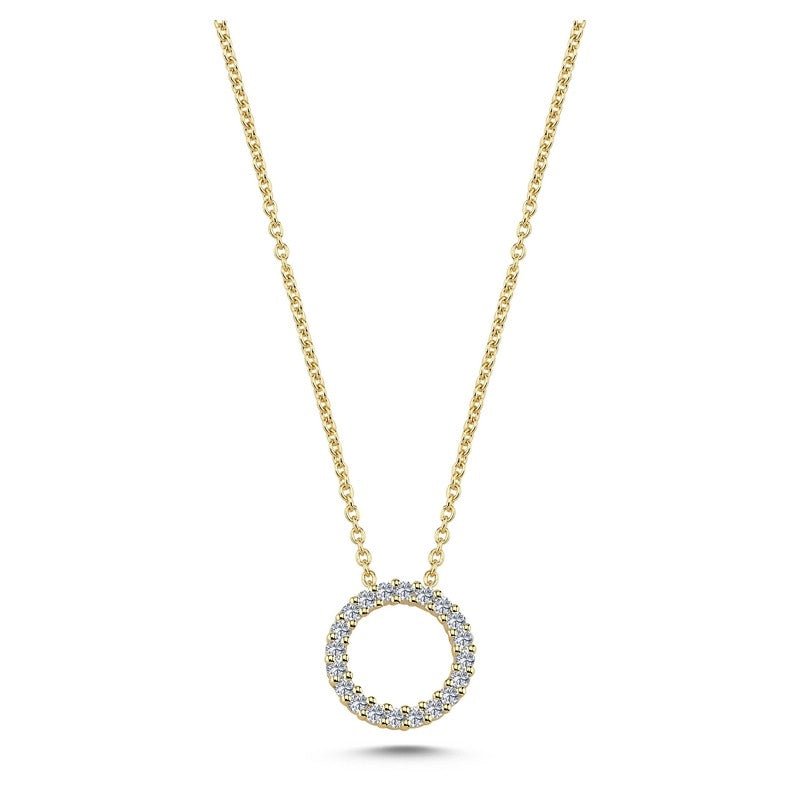 Nuran cirkelvedhæng i 14 karat guld med 0,20 ct diamanter