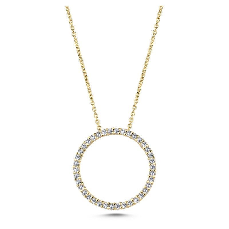 Cirkel vedhæng i 14 kt guld med 0,38 ct diamanter fra Nuran.