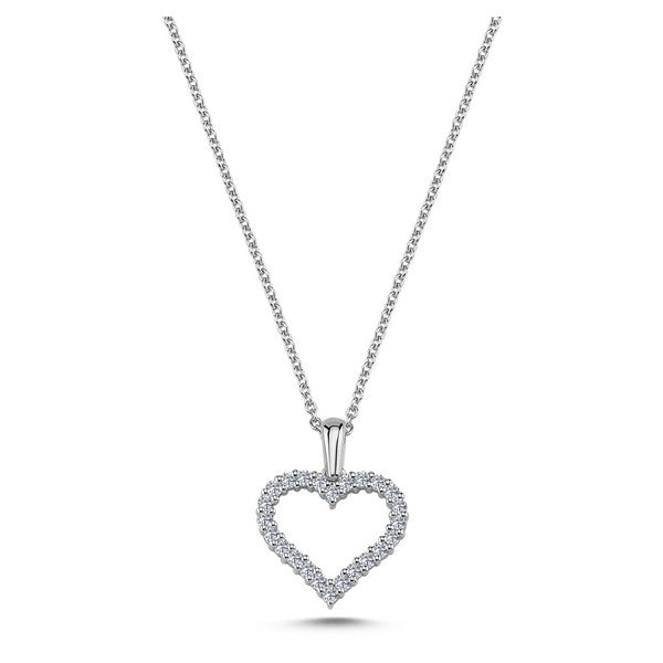 Hjertevedhæng i 14 kt hvidguld med 0,24 ct diamanter og sølv venezia kæde 45 cm fra Nuran.