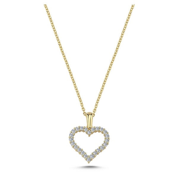 Nuran hjertevedhæng i 14 kt guld med 0,24 ct diamanter inkl. kæde
