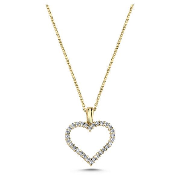 Nuran hjertevedhæng i 14 kt guld med 0,30 ct diamanter og forgyldt sølv venezia-kæde.