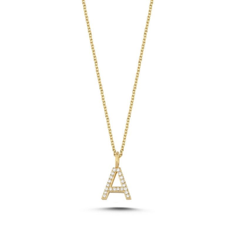 Nuran bogstavsvedhæng i 14 karat guld med diamanter – 9,5 mm