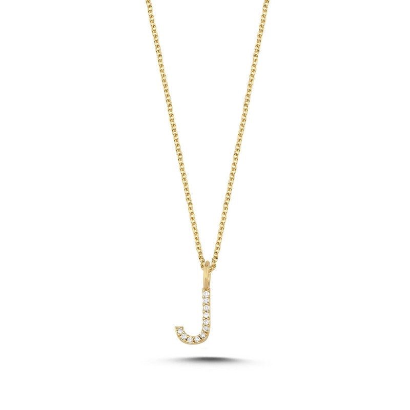 Nuran bogstavsvedhæng i 14 karat guld med diamanter – 9,5 mm