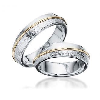 Scrouples vielsesringe i sølv med 14 kt guldbånd