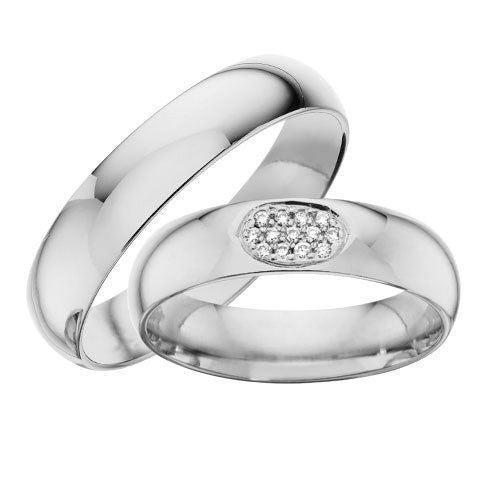 Tidløse Scrouples vielsesringe i 14 karat hvidguld med 13 diamanter, 5 mm