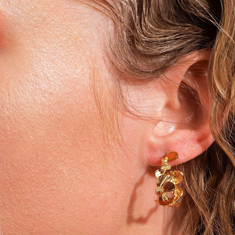 Wildflower hoop øreringe i 18 karat forgyldt sølv – House of Vincent