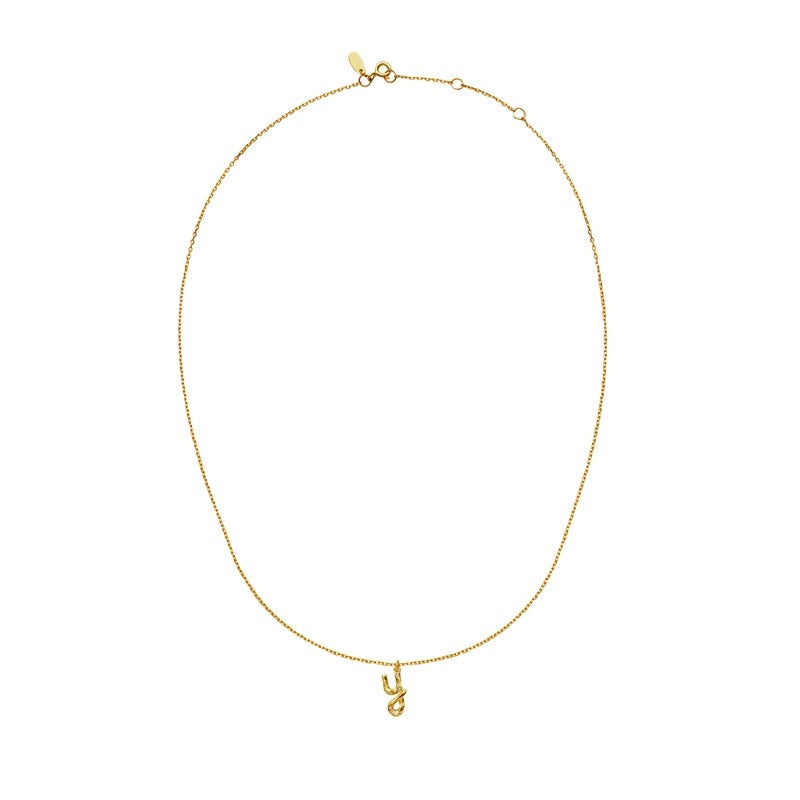 Maanesten alfabet halskæde i forgyldt sølv med zirkonia 45 cm – A