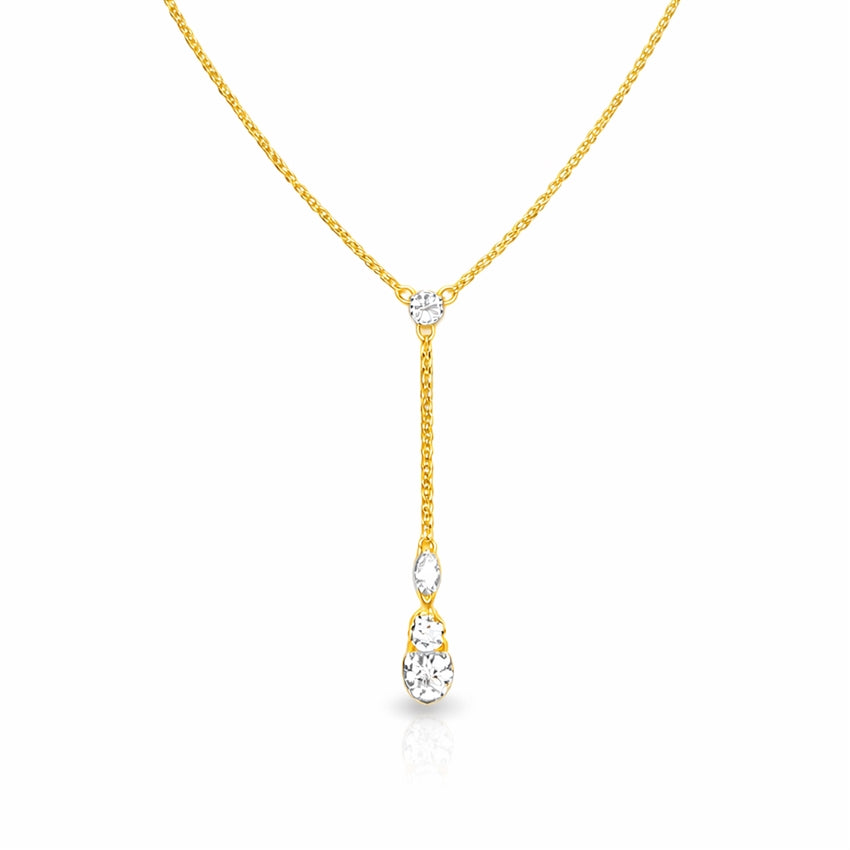 8 karat guld vedhæng med 4 zirkonia og ankerrund kæde fra Smykkecenter – elegant Y-design i 8 kt guld med klare zirkonia.