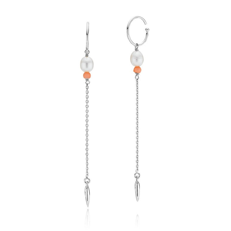 Sistie sølvøreringe med kæde og perle