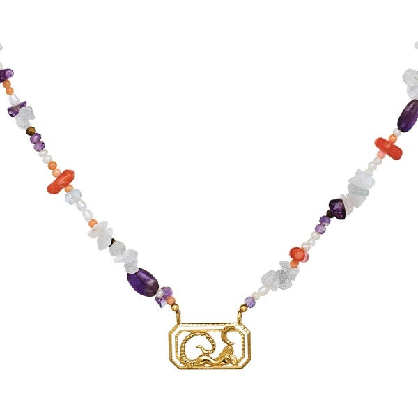 Maanesten Zodiac halskæde i sølv med sten – Skorpionen