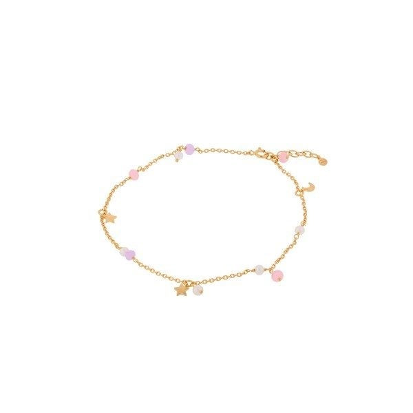 Pastel Dream ankelkæde i forgyldt sølv med agat og ferskvandsperler fra Pernille Corydon 23–26 cm