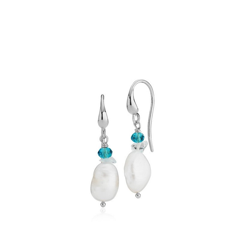 Mira øreringe i sølv med krystaller og ferskvandsperler fra Izabel Camille