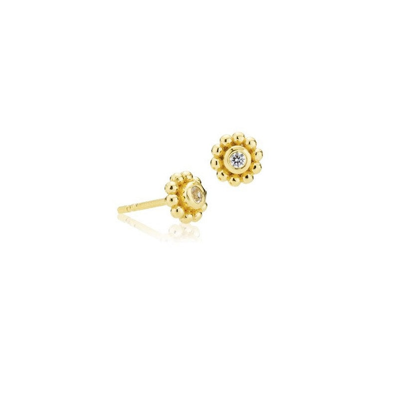 Gigi øreringe fra Izabel Camille i forgyldt 925 sterling sølv med zirkonia, 6 mm diameter.
