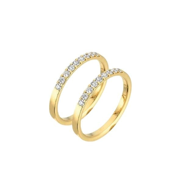 Eksklusive Nuran allianceringe i 14 karat guld med 0,18 ct diamanter pr. ring