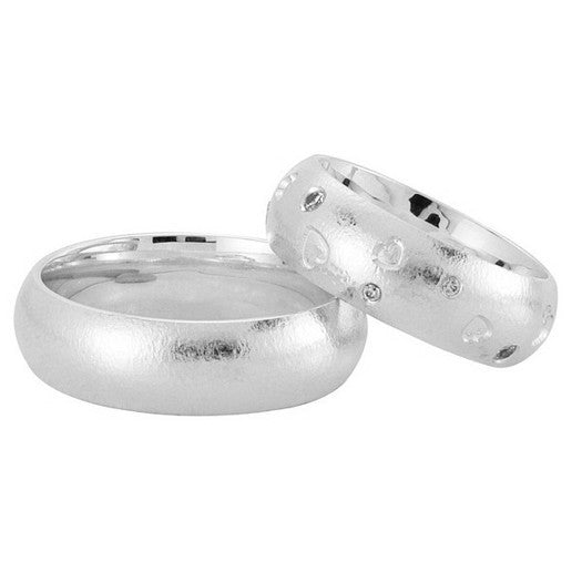 Romantisk Nuran vielsesringe i 14 karat hvidguld med 0,10 ct diamanter og hjerter