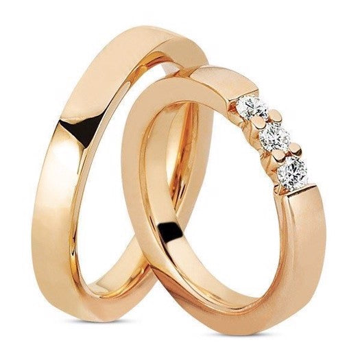 Romantiske Nuran vielsesringe i 14 karat rosaguld med 0,30 ct diamanter