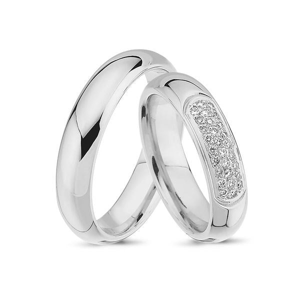 Unikke Nuran vielsesringe i 14 karat hvidguld med 0,28 ct pavé diamanter
