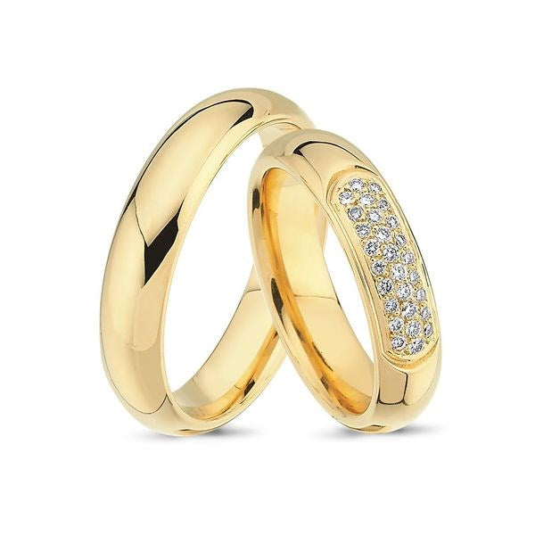 Særlige Nuran vielsesringe i 14 karat guld med 0,28 ct pavé diamanter