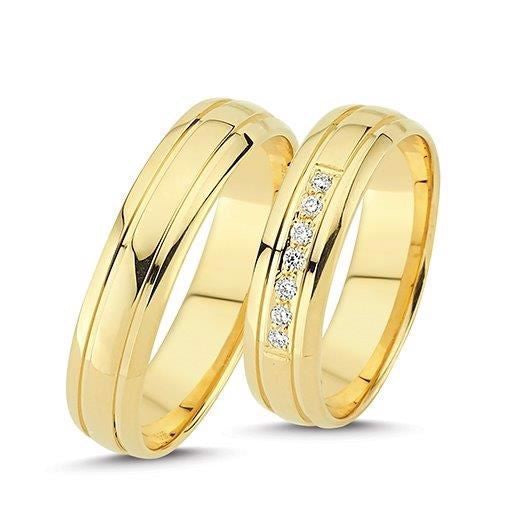 Eksklusive Nuran vielsesringe i 14 karat guld med 0,07 ct diamanter