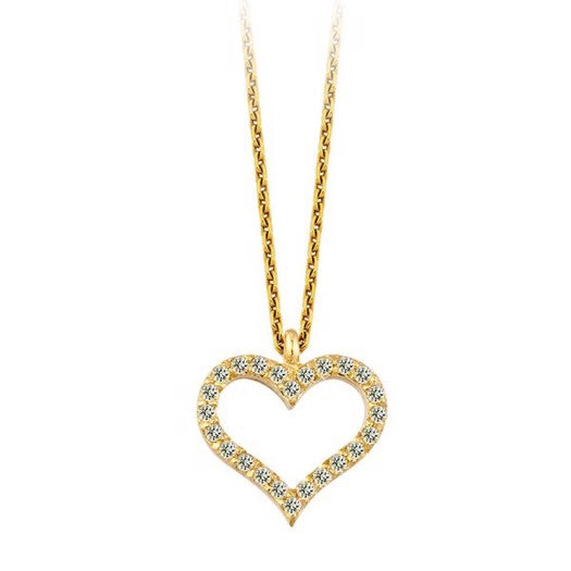 Hjertevedhæng i 14 kt guld med 0,08 ct diamanter fra Nuran inkl. 42 cm kæde