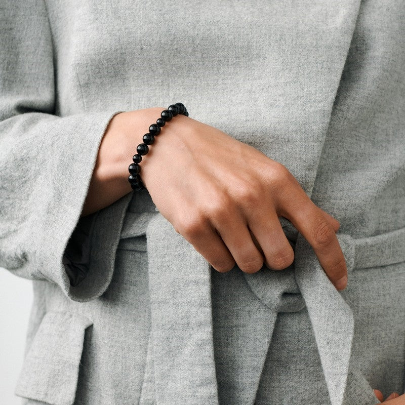 Night Sky armbånd i sølv med sorte onyxperler fra Pernille Corydon 16–19 cm