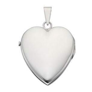 BNH hjerte medaljonvedhæng med mønster i sølv Medium 22x24 mm