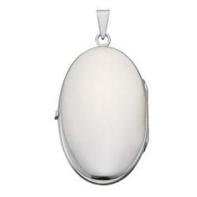 Oval medaljon i rhodineret sølv med mønster 22x30 mm fra BNH