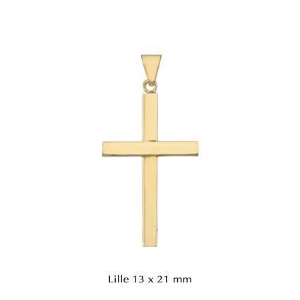 BNH korsvedhæng i 8 eller 14 karat guld, Small 13x21 mm