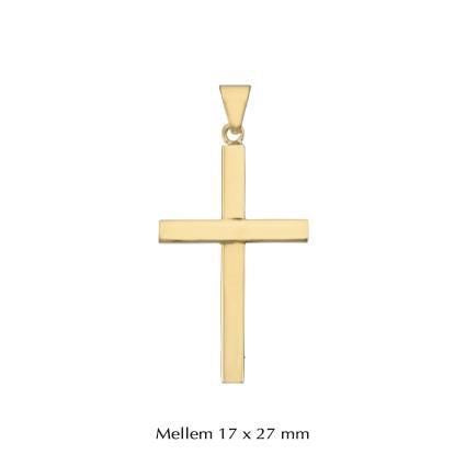 BNH bredt korsvedhæng i 8 eller 14 kt guld Medium