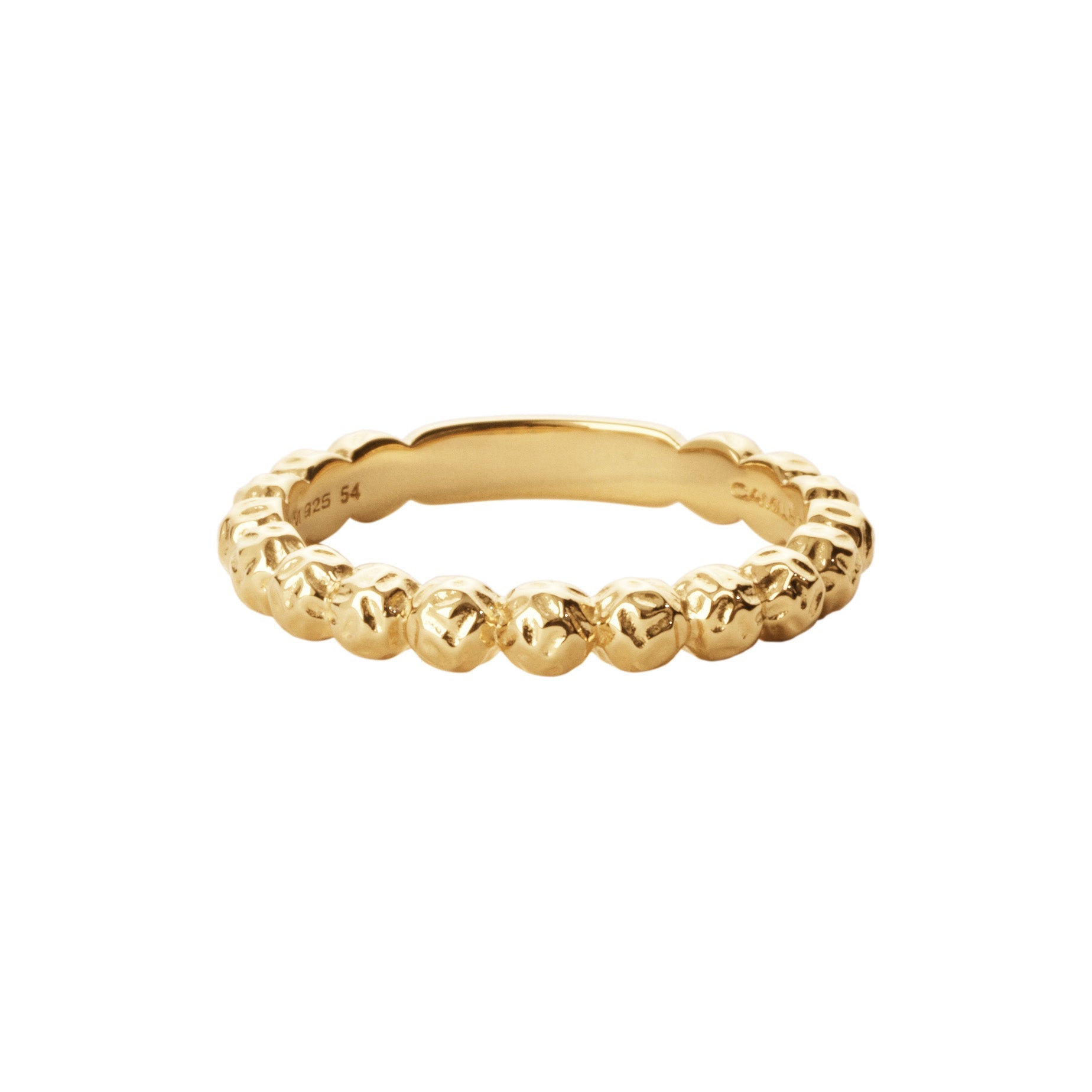 Camille Brinch Small Dots ring i 925 sterlingsølv med 22 karat forgyldning – guldring med prikket struktur.