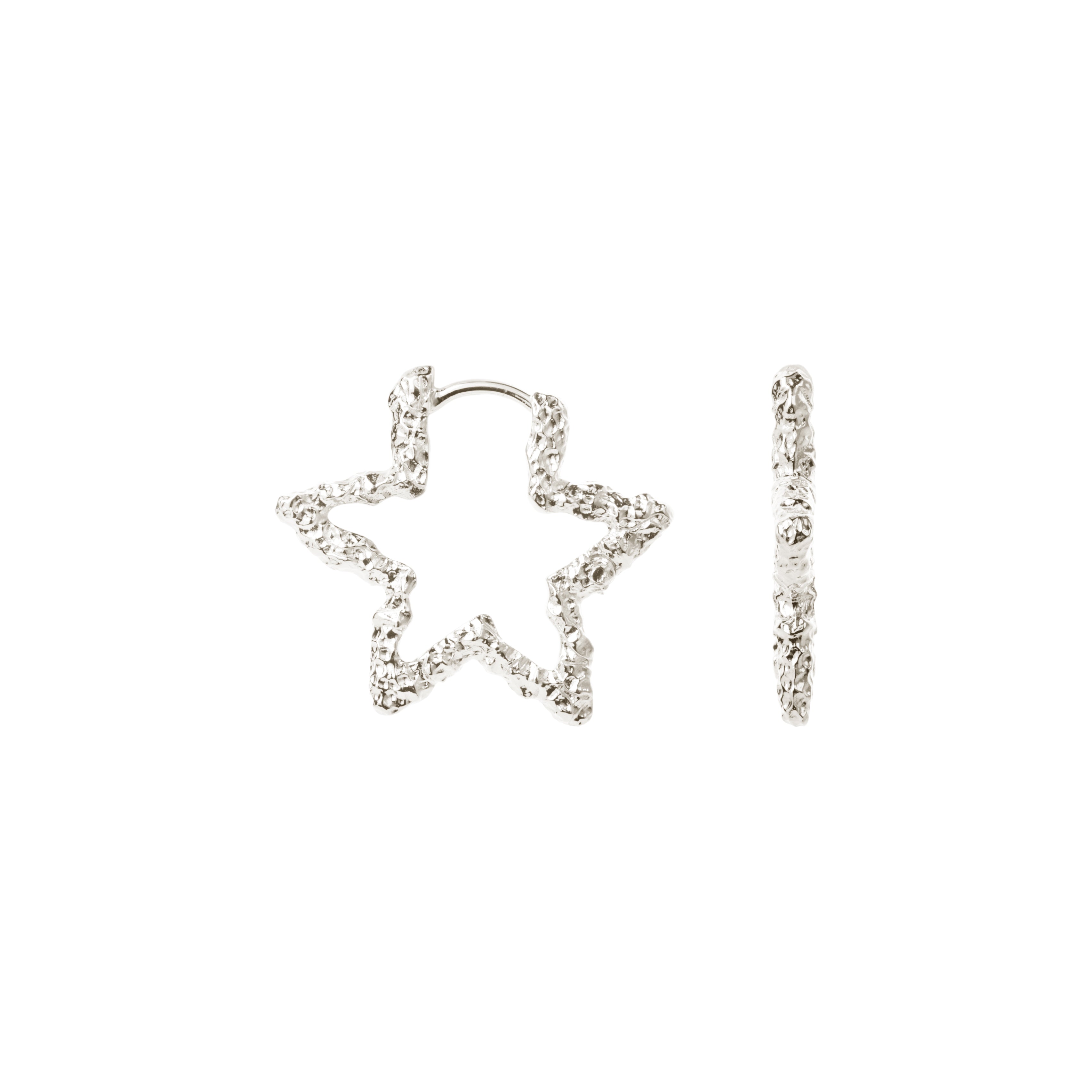 Camille Brinch Star Sparkly hoops i 925 sterlingsølv – stjerneformede højpolerede øreringe, 25 mm.