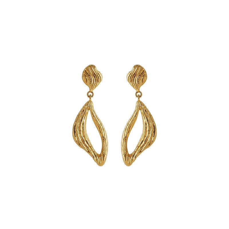 Flowing Dreams øreringe i forgyldt sølv fra Pernille Corydon