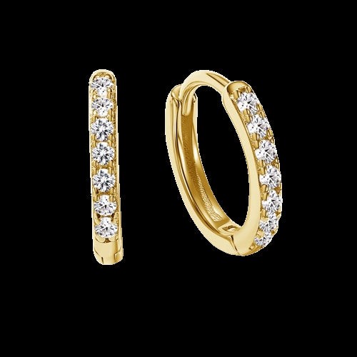 Tina creoler i 18 karat forgyldt sølv med hvide zirkonia 13 mm fra MerlePerle