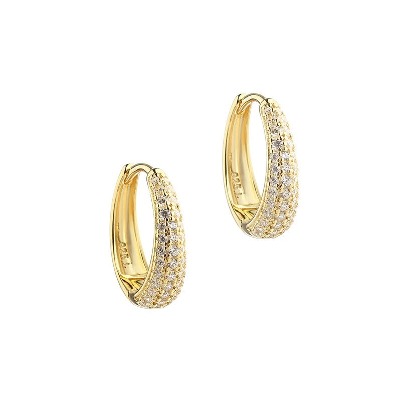 Aqua Dulce darling Emma Medium hoops i forgyldt sterlingsølv med pavéfattede klare zirkonia.
